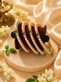 Emerald Pearl Grace Bangle Set