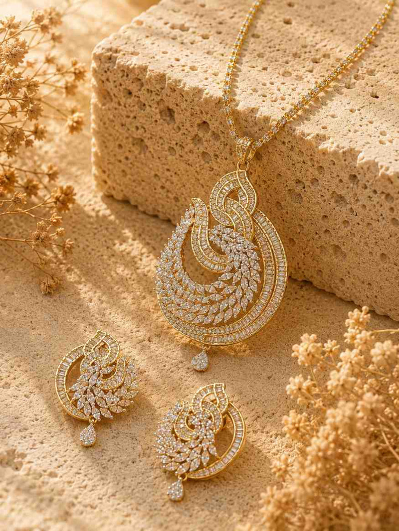 Aurelia Feather Pendant Set