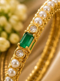 Emerald Pearl Grace Bangle Set