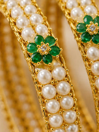 Emerelle Pearl Floral Bangles
