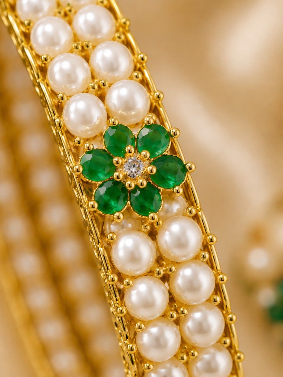 Emerelle Pearl Floral Bangles