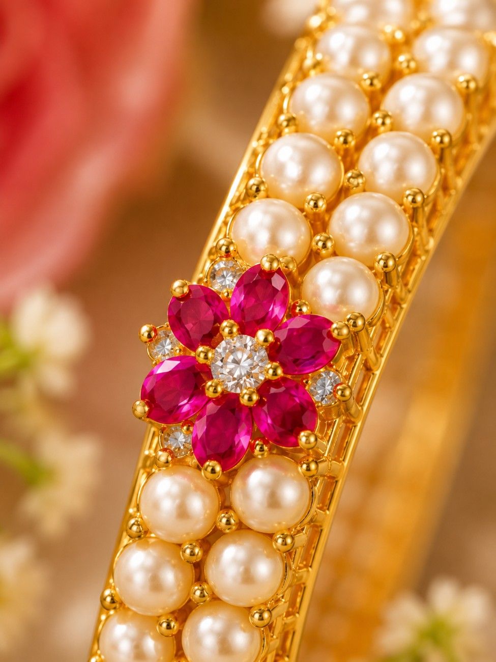 Roselle Pearl Bloom Bangles