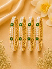Emerelle Pearl Floral Bangles