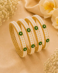 Emerelle Pearl Floral Bangles