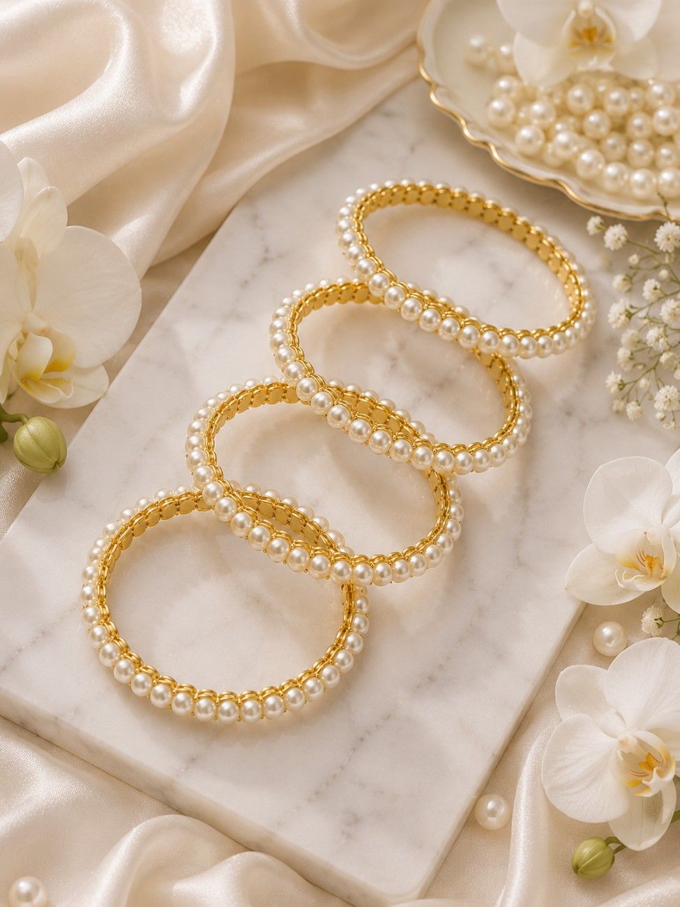 Motiya Pearl Bangle Set