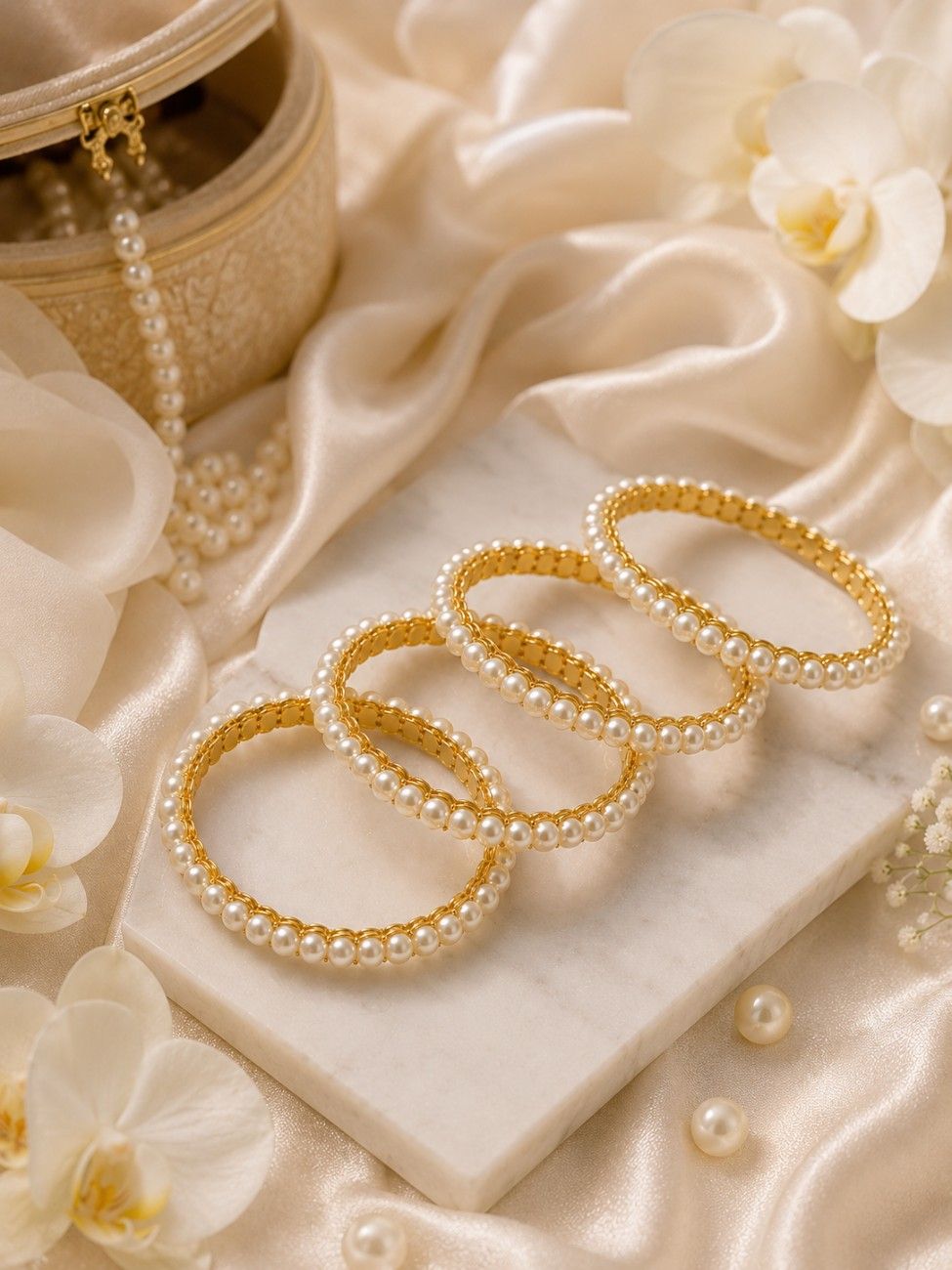 Motiya Pearl Bangle Set