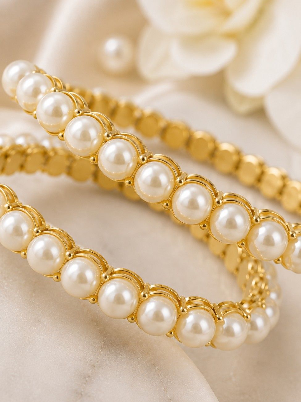 Motiya Pearl Bangle Set