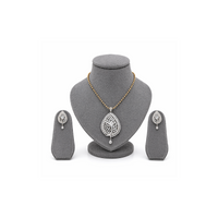 Elegant Teardrop Pendant Necklace Set with Matching Earrings